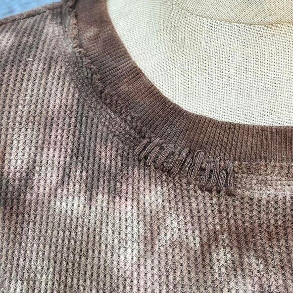 Y2k Tie Dye Waffle Knit Shirt Thermal embellished ed hardy style Large - Picture 6 of 8